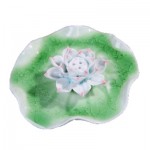 Porcelain Lotus Leaf  Dish Incense Holder Hand Carved (11x11cm) White Lotus